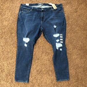 Levis 711 Skinny Jeans Womens 24W S Blue Distressed Mid Rise Ripped Denim Pants